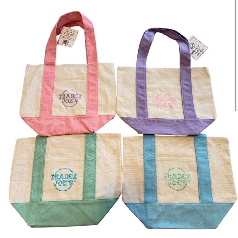 Women's Tote Bag Set - Pink, Purple, Green, Blue